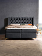 Samt Boxspringbett mit Stauraum Schwarz FLORIDA