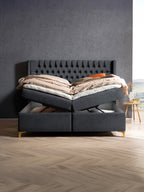 Samt Boxspringbett mit Stauraum Schwarz FLORIDA