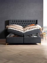 Samt Boxspringbett mit Stauraum Schwarz FLORIDA