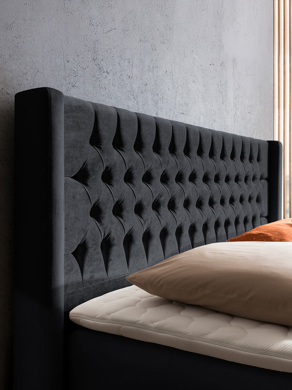 Samt Boxspringbett mit Stauraum Schwarz FLORIDA