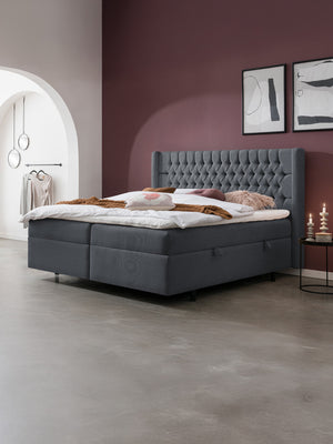 Webstoff Boxspringbett mit Stauraum Anthrazit FLORIDA
