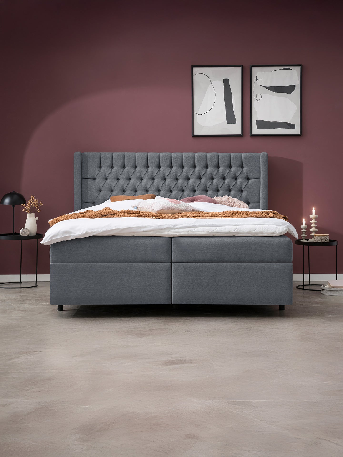 Webstoff Boxspringbett mit Stauraum Anthrazit FLORIDA