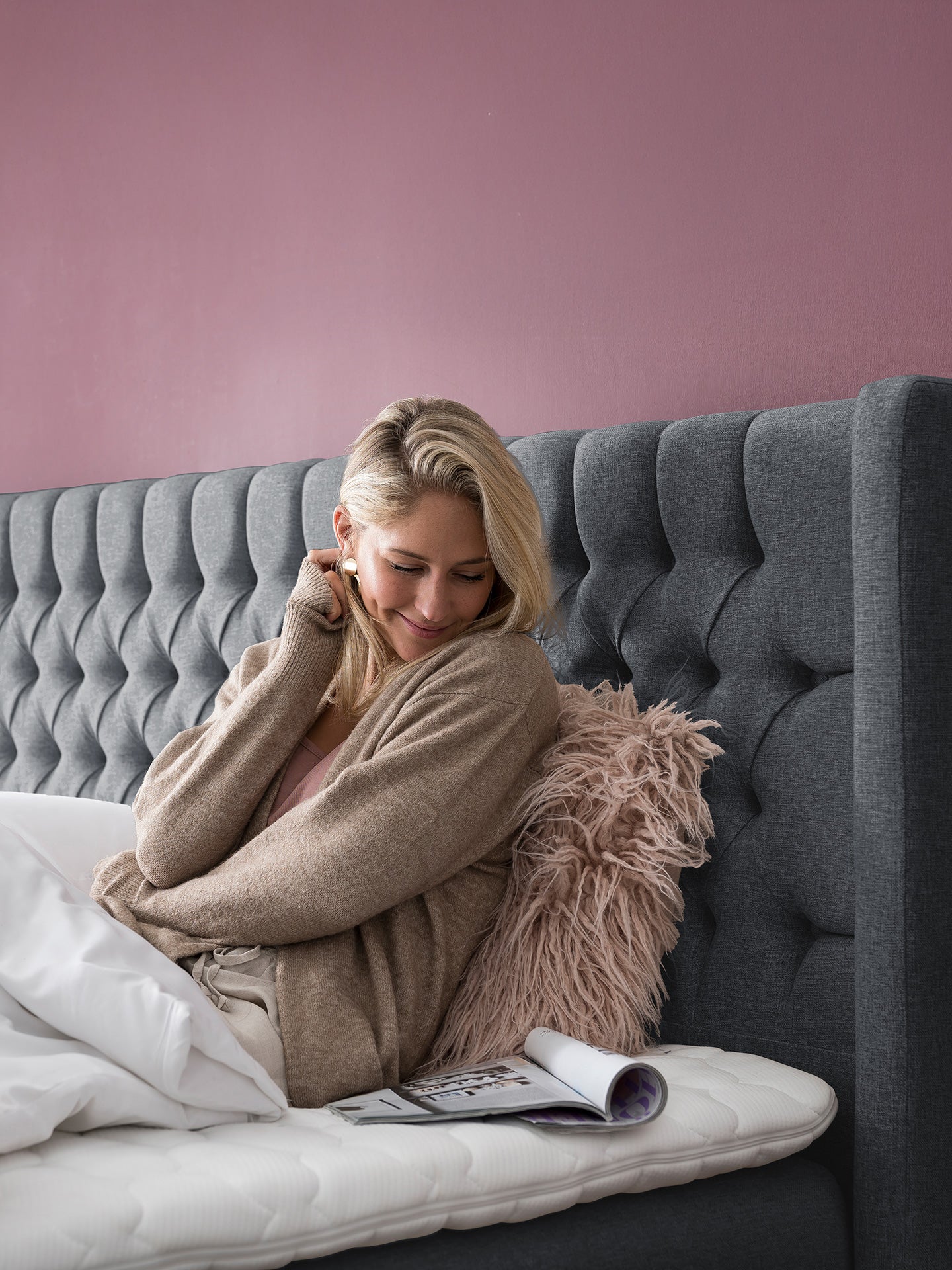 Webstoff Boxspringbett mit Stauraum Anthrazit FLORIDA