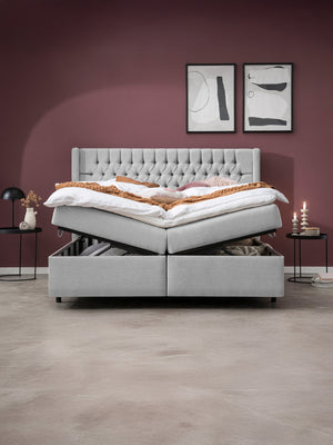 Webstoff Boxspringbett mit Stauraum Hellgrau FLORIDA