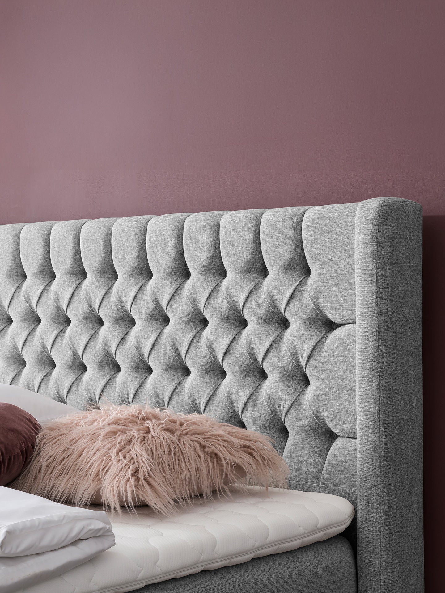 Webstoff Boxspringbett mit Stauraum Hellgrau FLORIDA