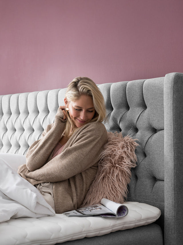 Webstoff Boxspringbett mit Stauraum Hellgrau FLORIDA