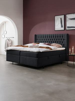 Webstoff Boxspringbett mit Stauraum Schwarz FLORIDA