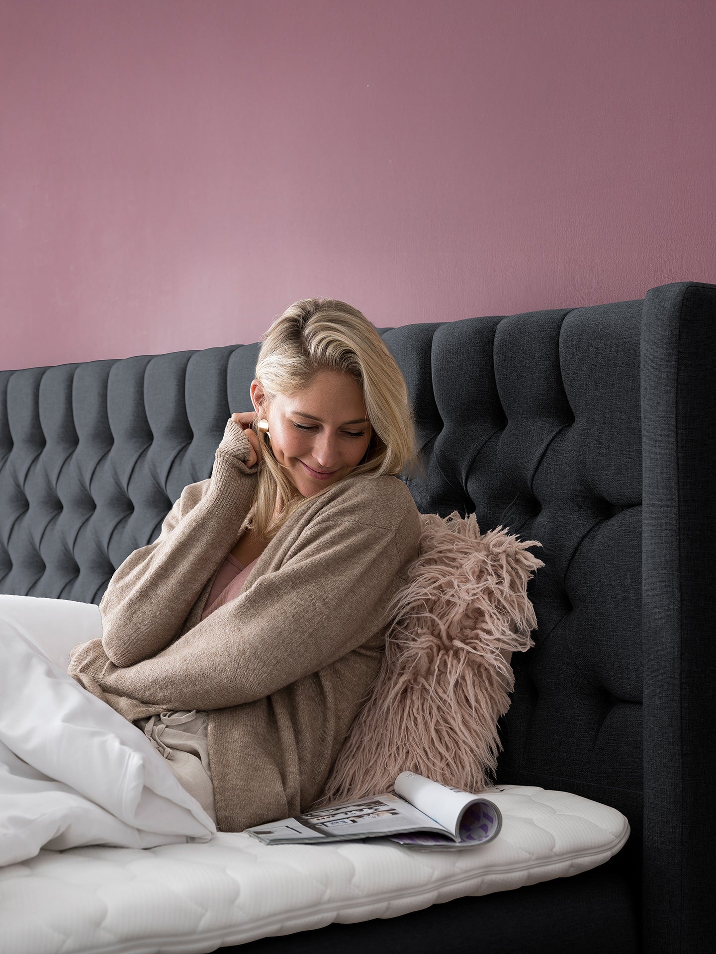 Webstoff Boxspringbett mit Stauraum Schwarz FLORIDA