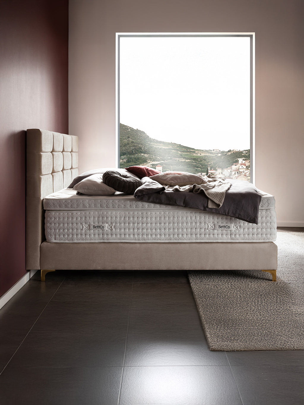 Samt Boxspringbett Beige KANSAS