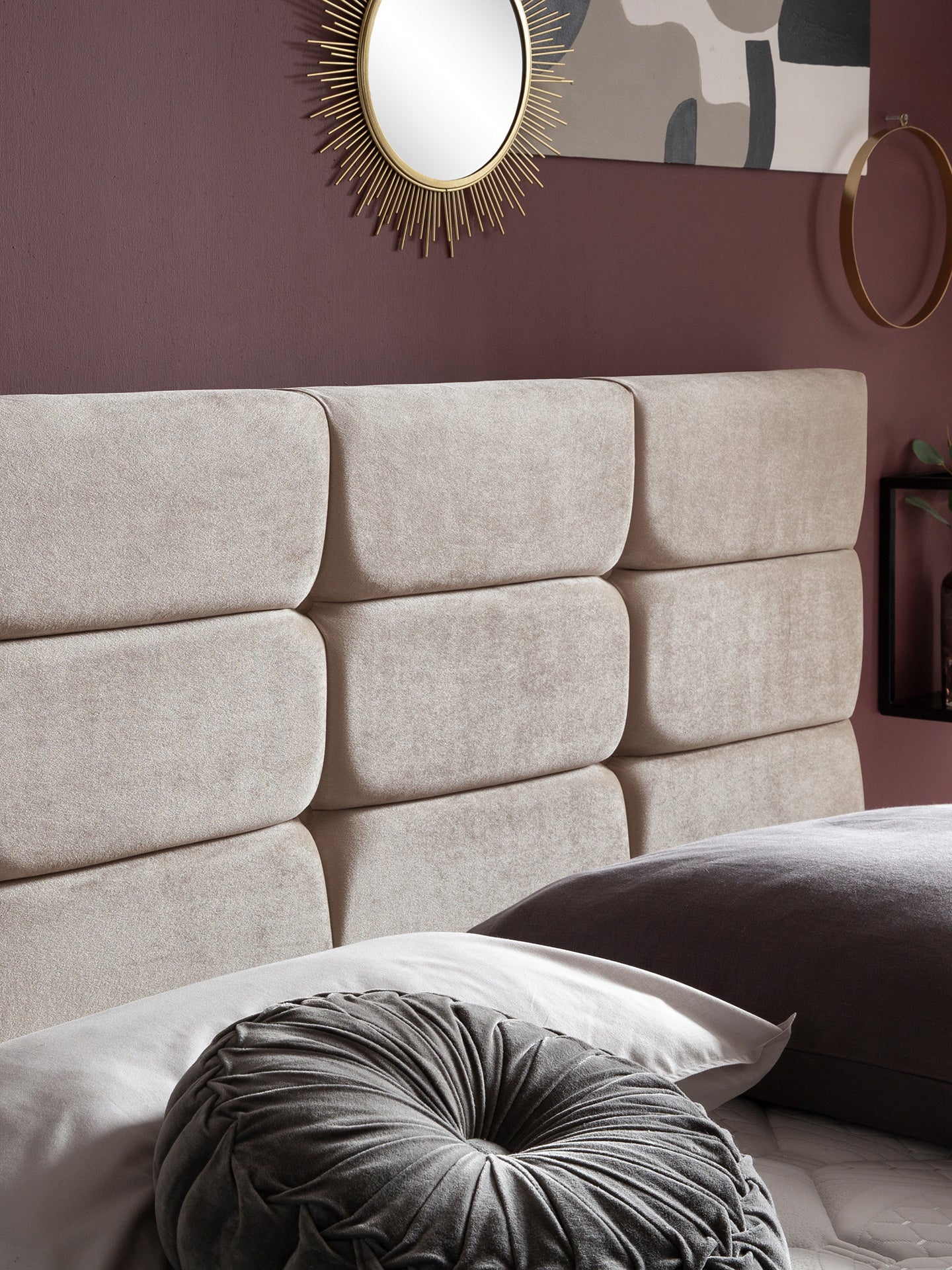 Samt Boxspringbett Beige KANSAS