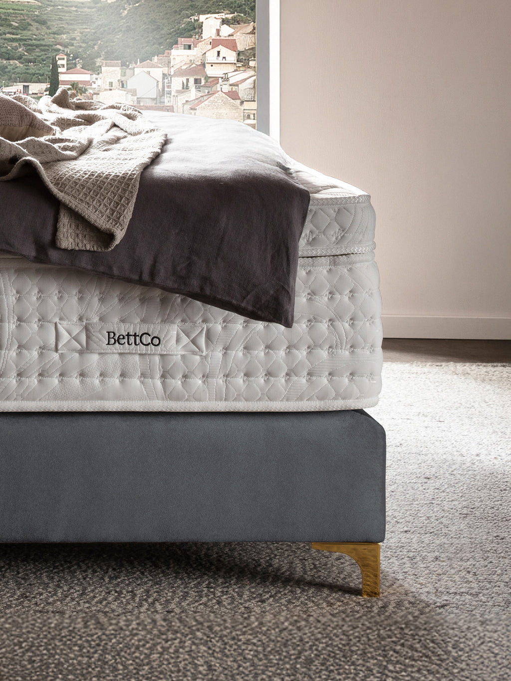 Samt Boxspringbett Dunkelgrau KANSAS