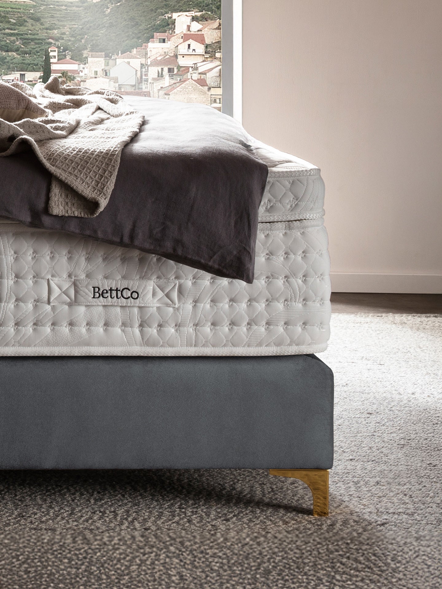 Samt Boxspringbett Dunkelgrau KANSAS