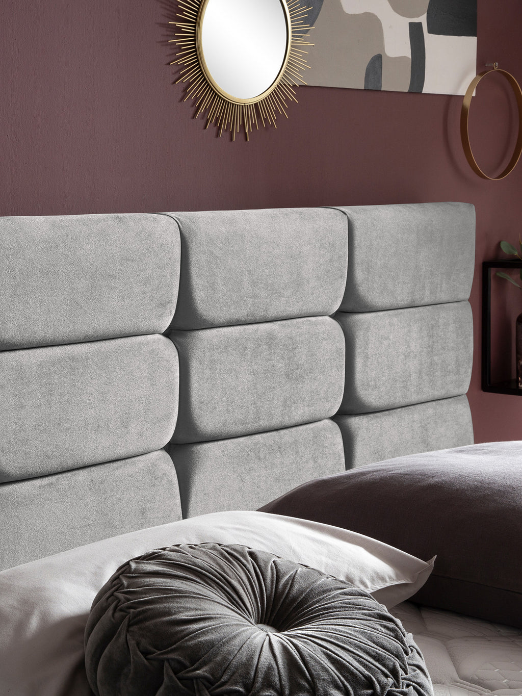 Samt Boxspringbett Grau KANSAS