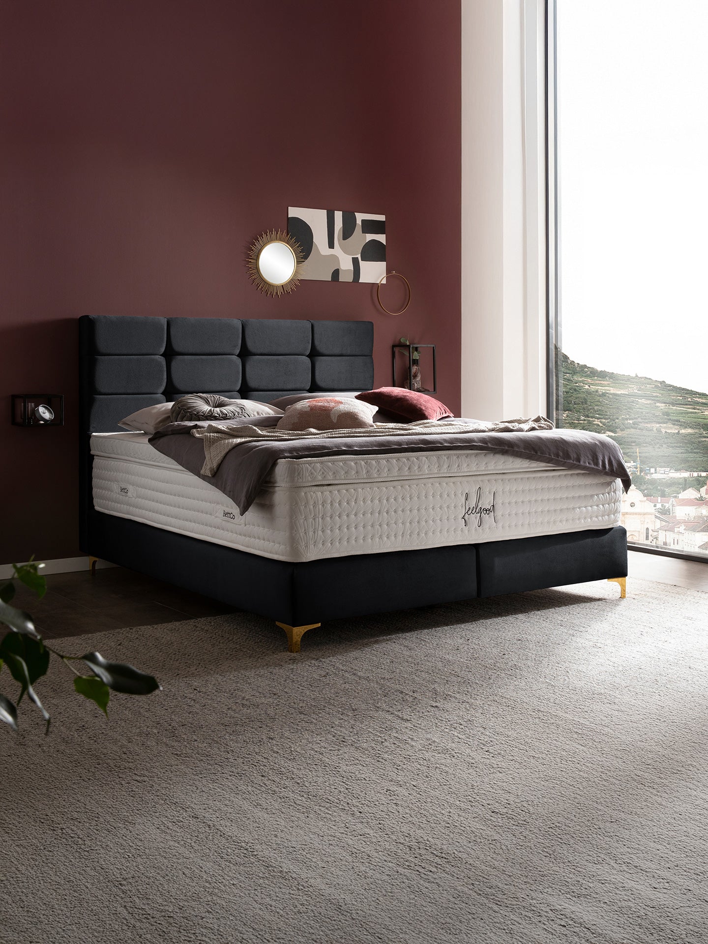 Samt Boxspringbett Schwarz KANSAS