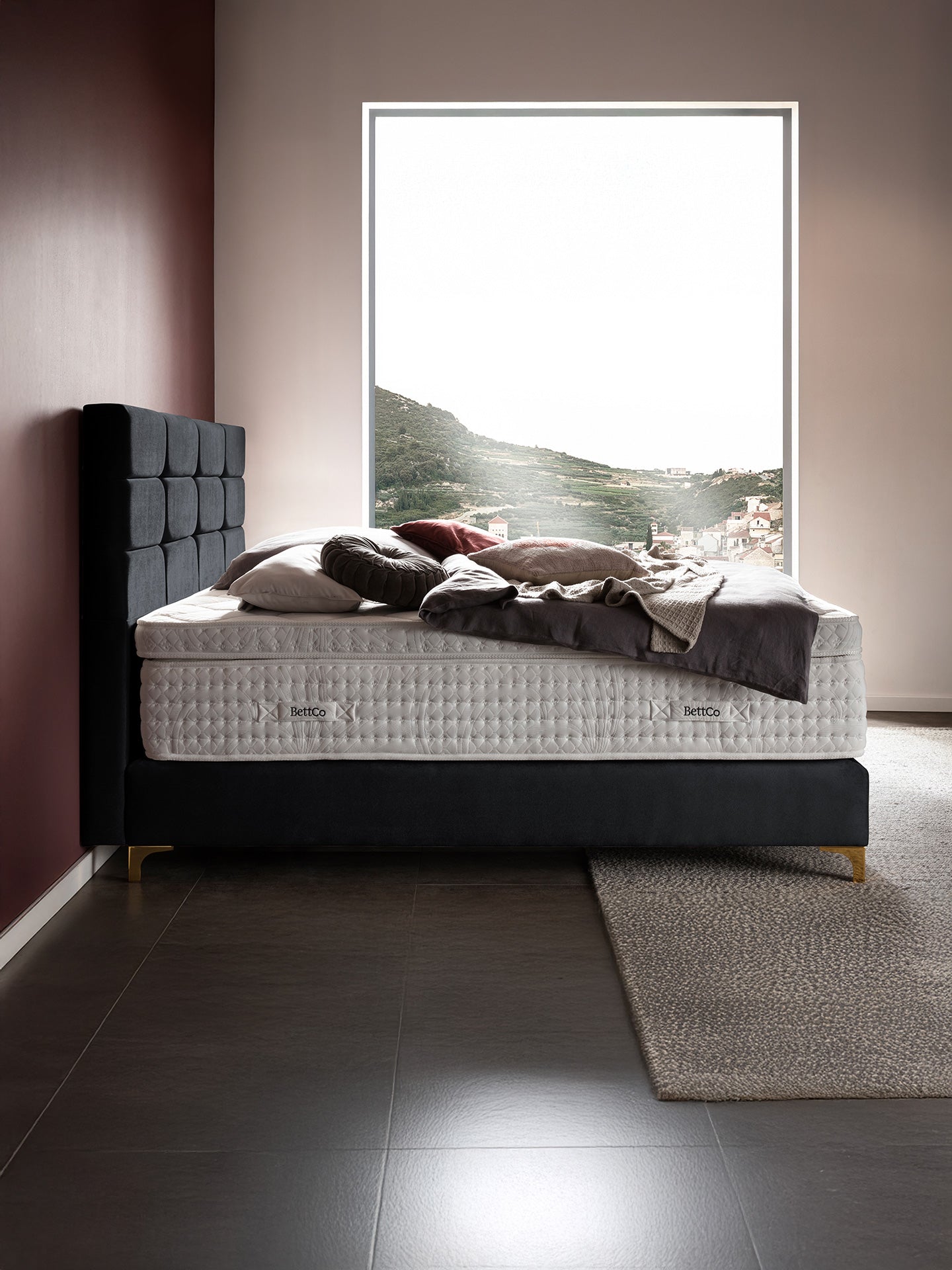 Samt Boxspringbett Schwarz KANSAS