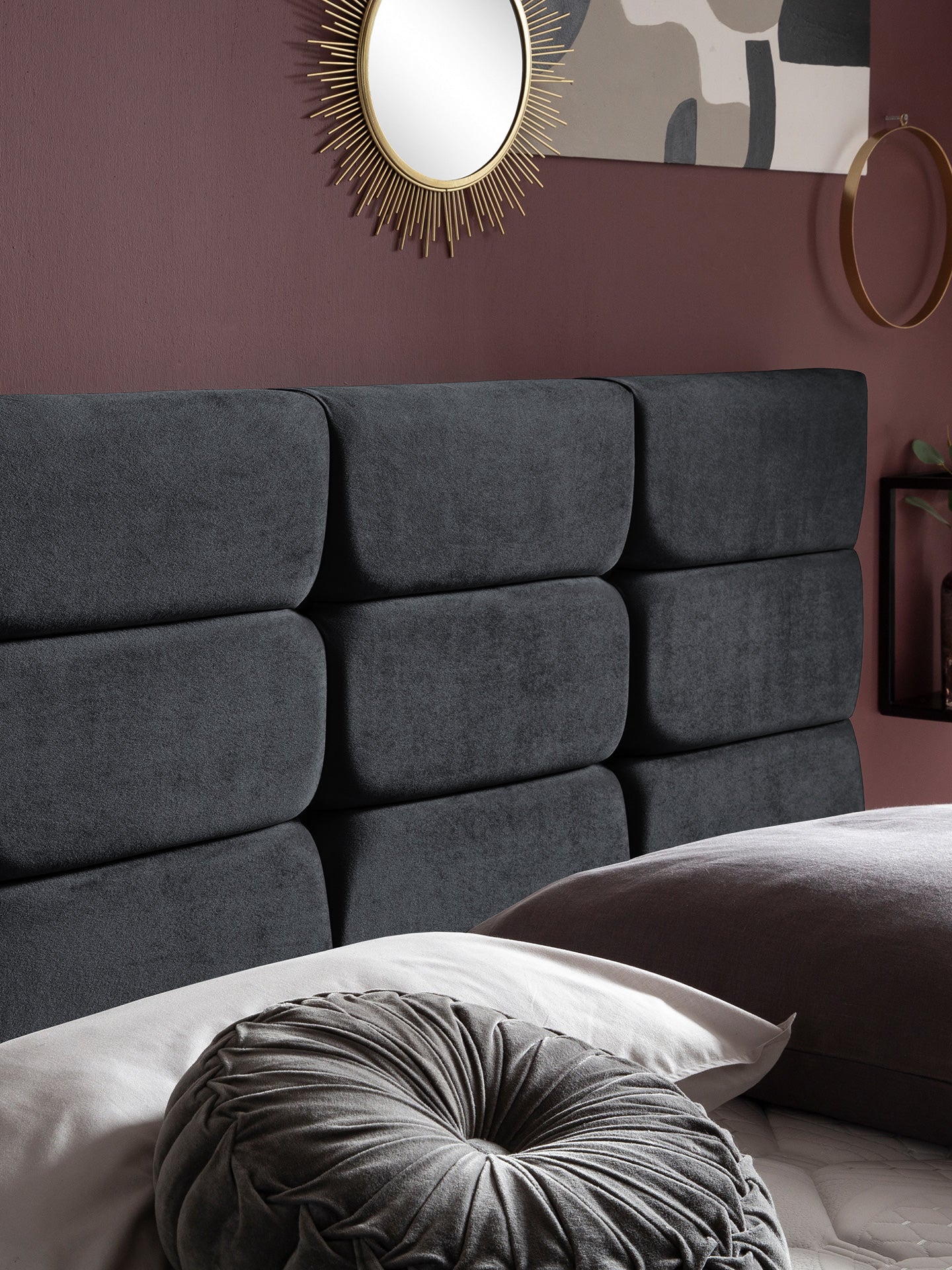 Samt Boxspringbett Schwarz KANSAS