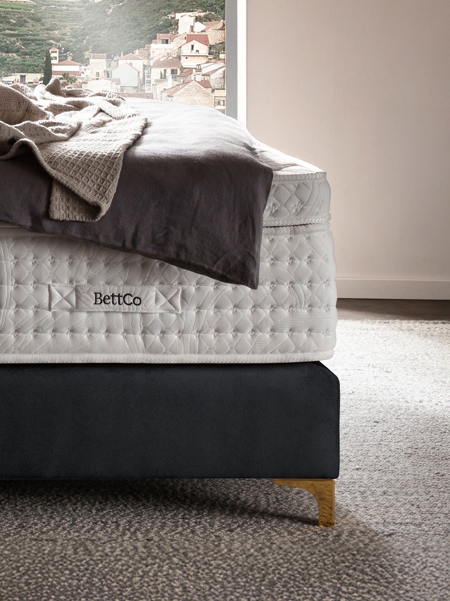 Samt Boxspringbett Schwarz KANSAS