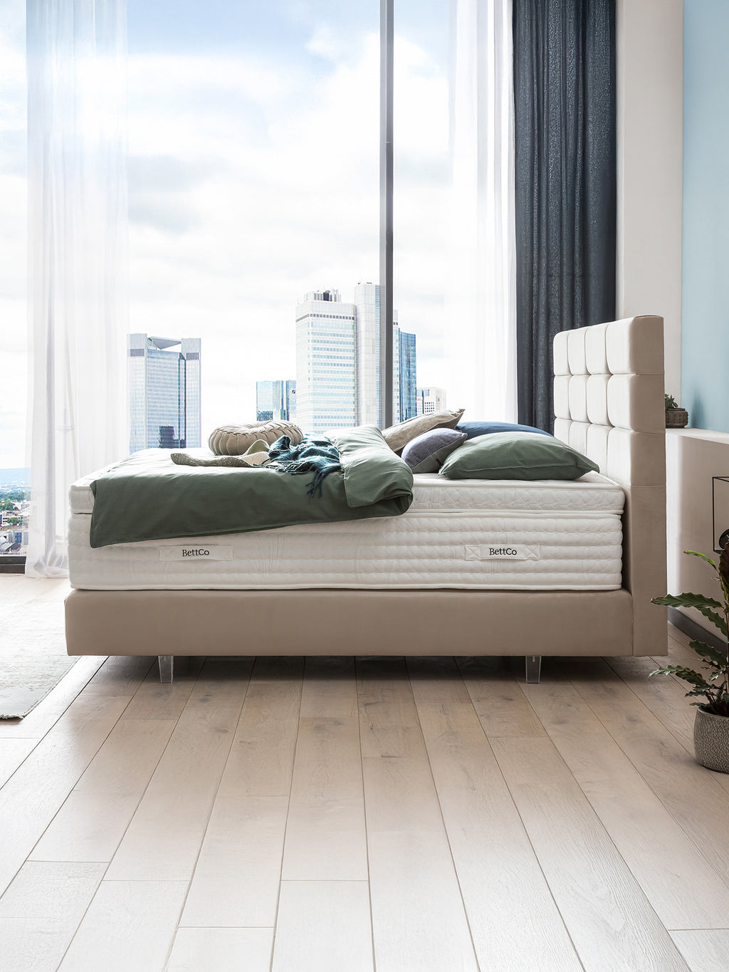 Velours Boxspringbett Creme KANSAS