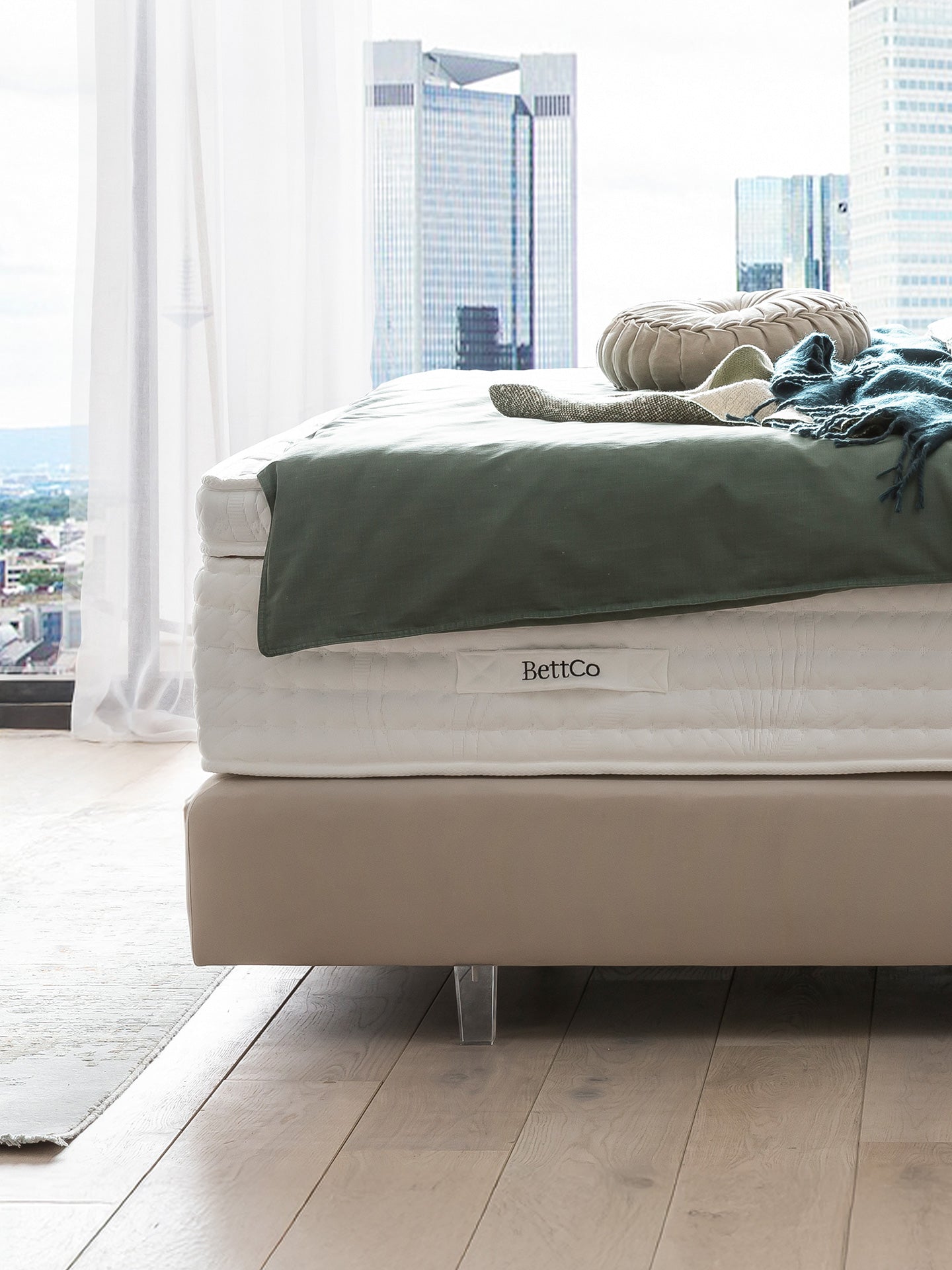 Velours Boxspringbett Creme KANSAS