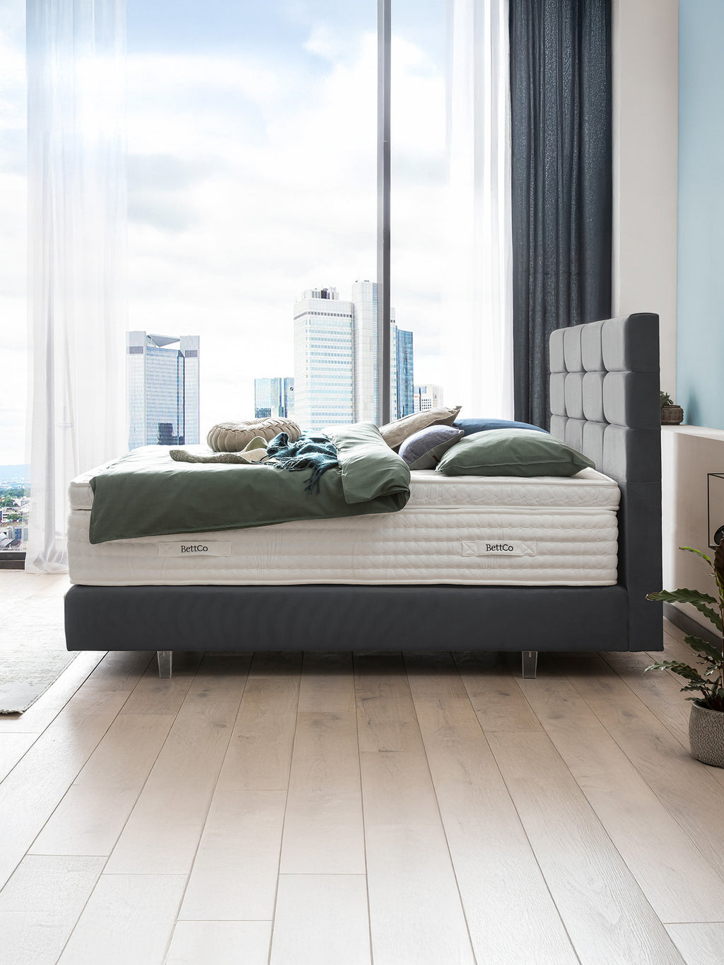 Velours Boxspringbett Dunkelgrau KANSAS