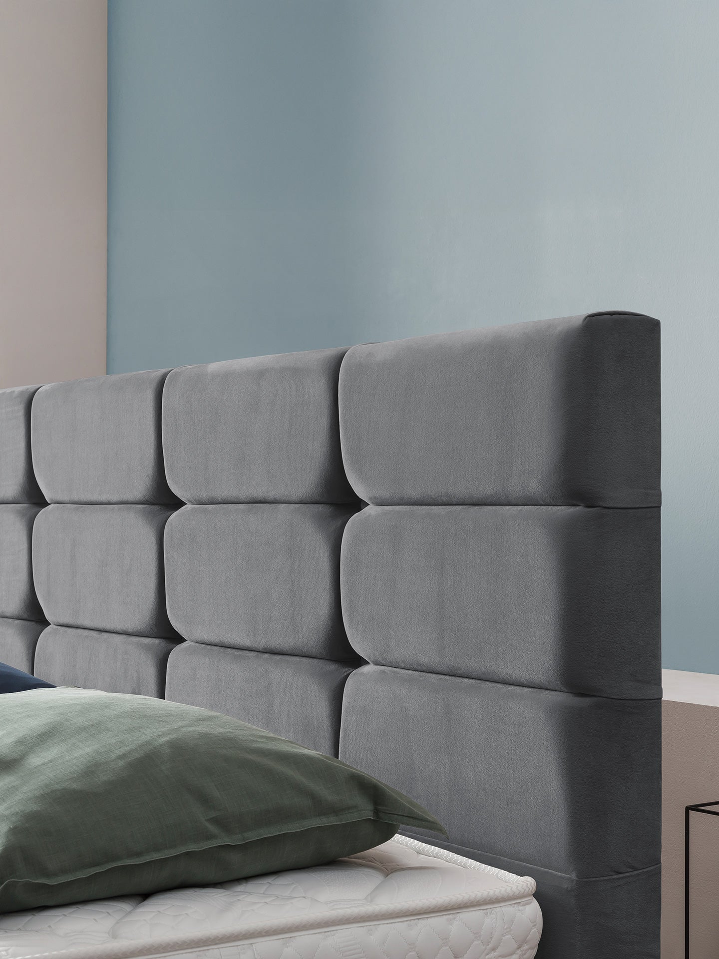 Velours Boxspringbett Dunkelgrau KANSAS