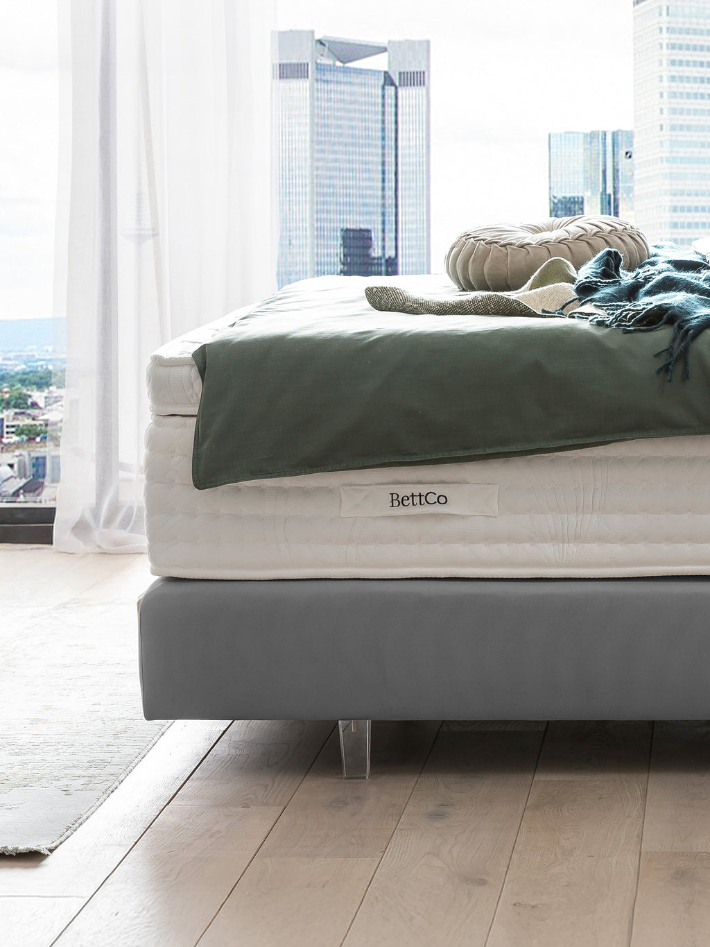 Velours Boxspringbett Grau KANSAS