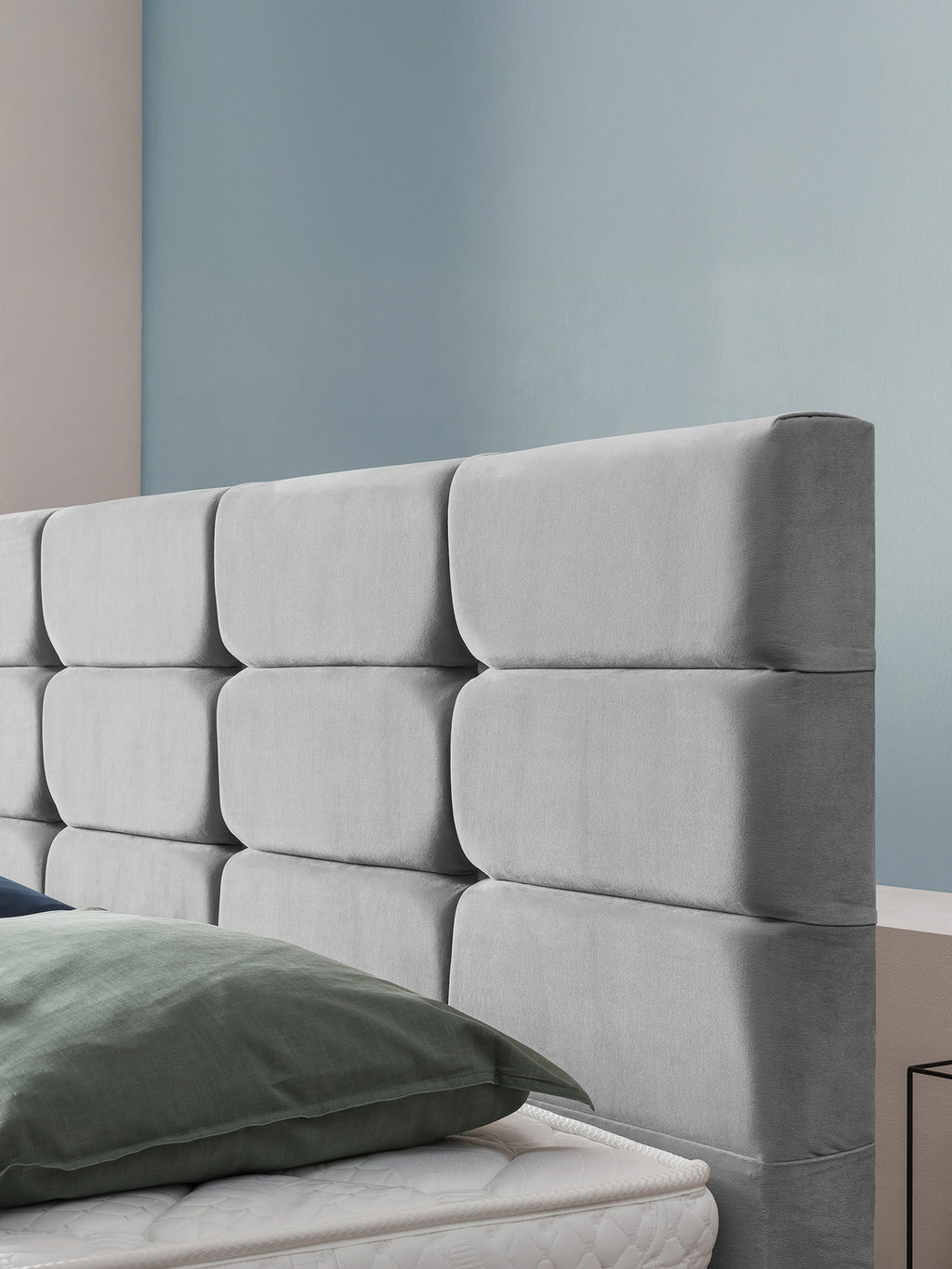 Velours Boxspringbett Grau KANSAS