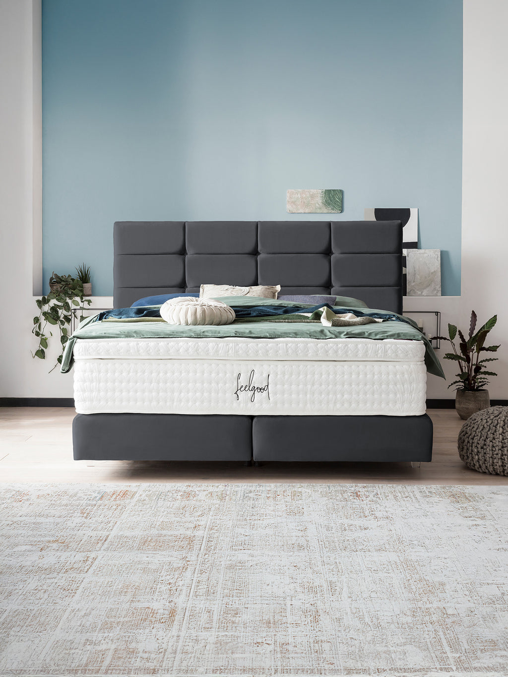 Velours Boxspringbett Schwarz KANSAS