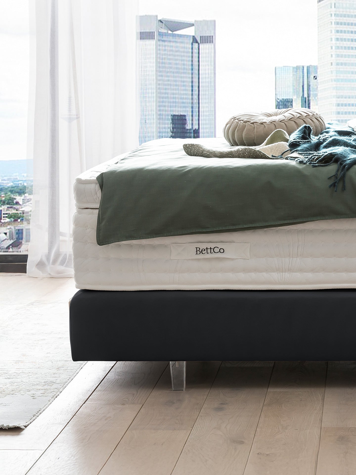 Velours Boxspringbett Schwarz KANSAS