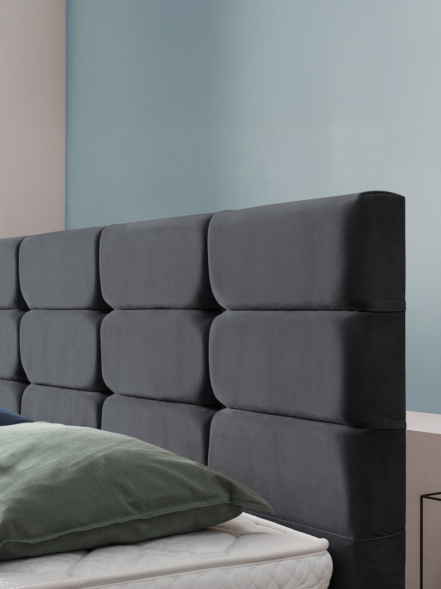 Velours Boxspringbett Schwarz KANSAS