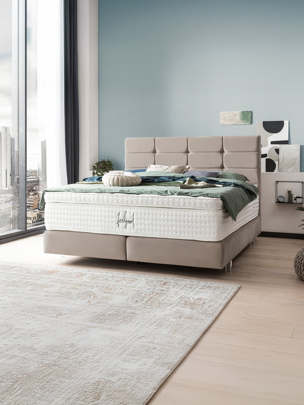 Velours Boxspringbett Taupe KANSAS