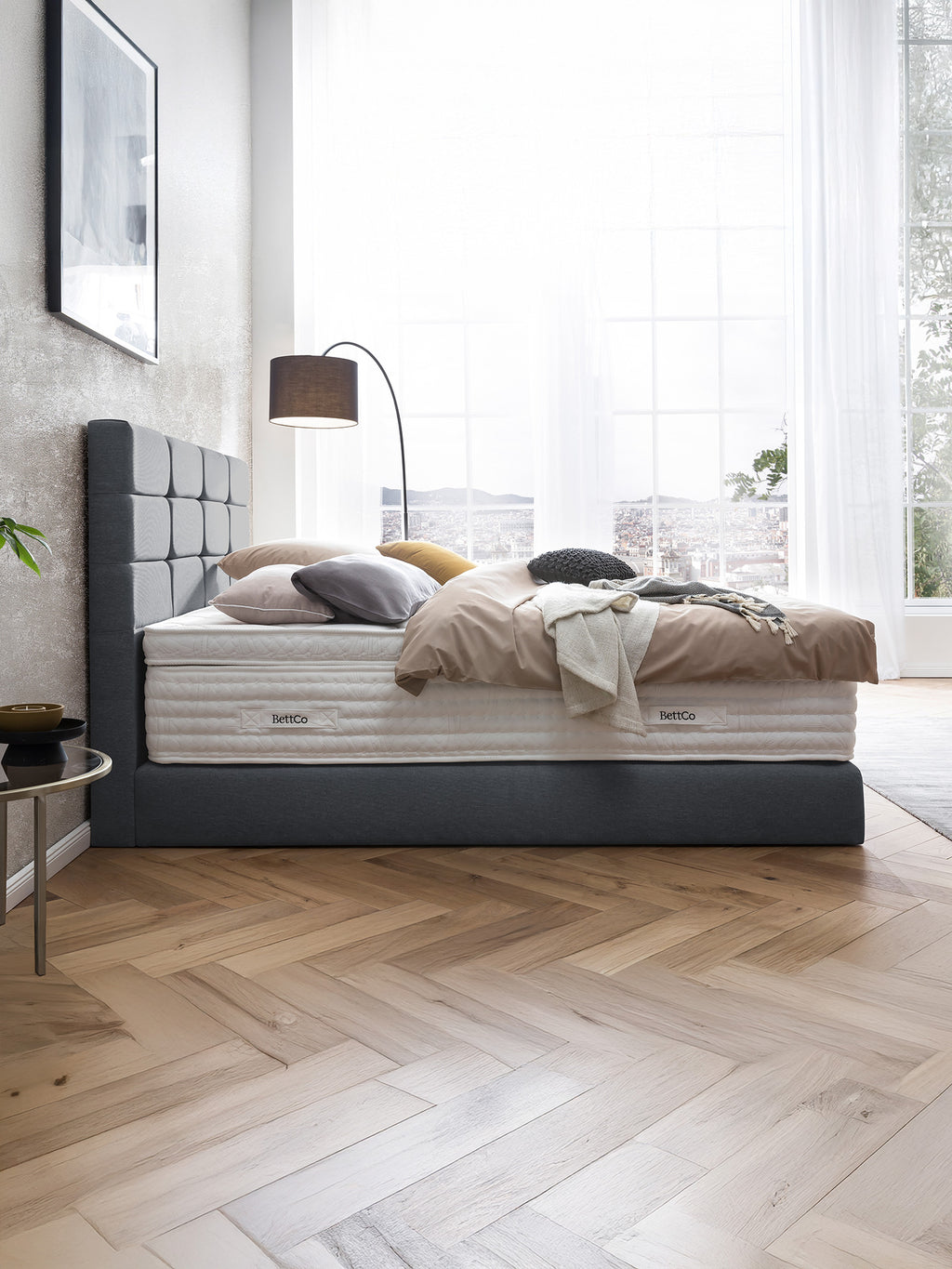 Webstoff Boxspringbett Anthrazit KANSAS