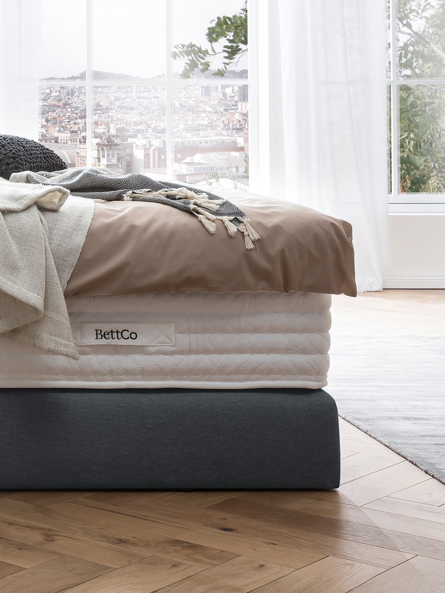 Webstoff Boxspringbett Anthrazit KANSAS