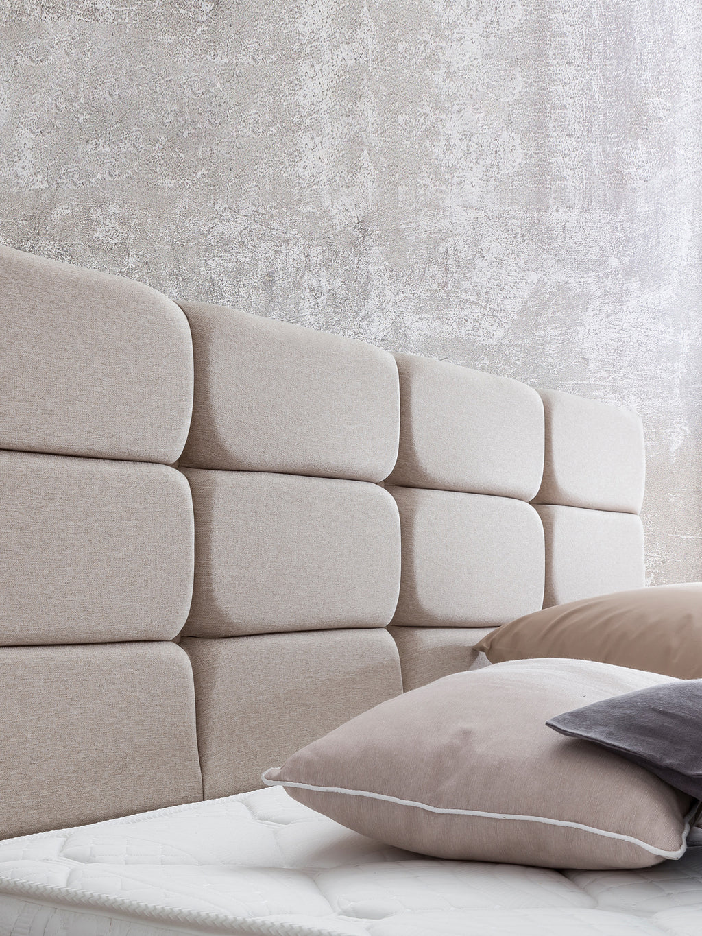 Webstoff Boxspringbett Beige KANSAS