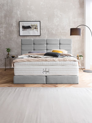 Webstoff Boxspringbett Hellgrau KANSAS