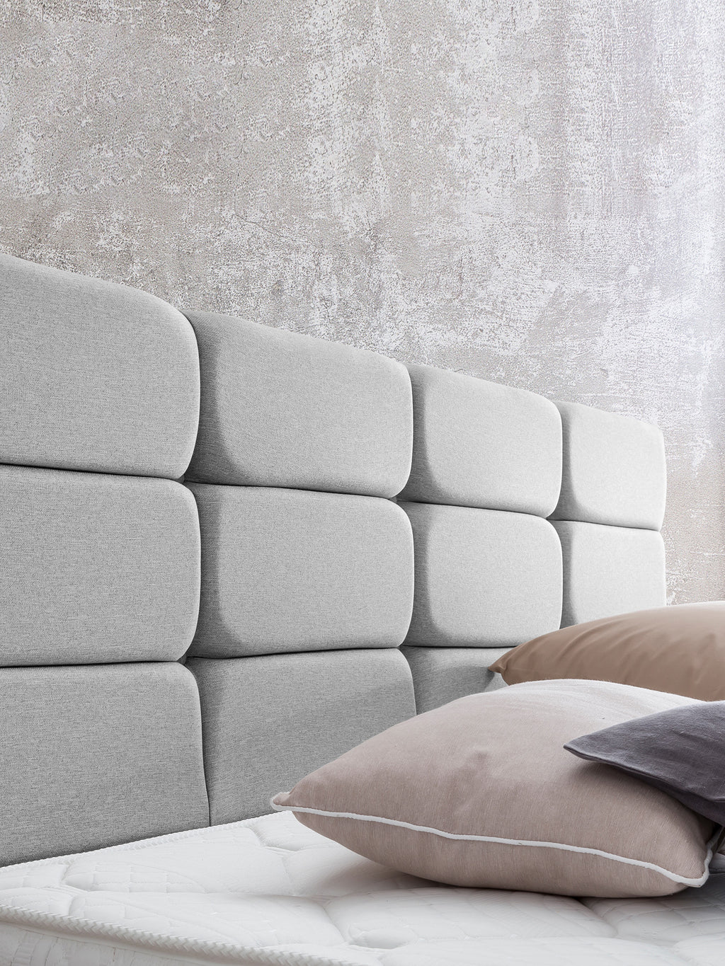 Webstoff Boxspringbett Hellgrau KANSAS