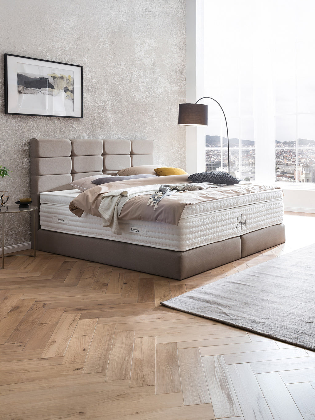 Webstoff Boxspringbett Nougat KANSAS