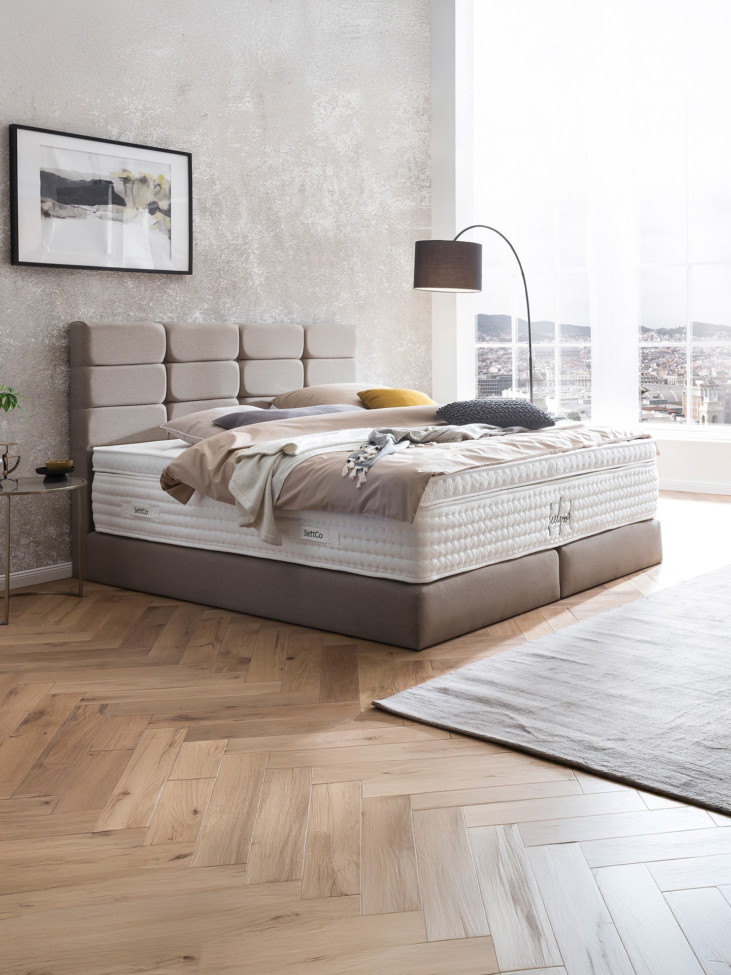 Webstoff Boxspringbett Nougat KANSAS