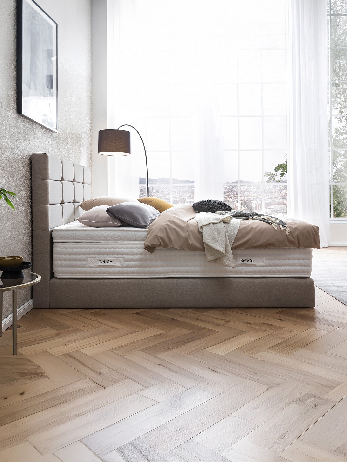 Webstoff Boxspringbett Nougat KANSAS