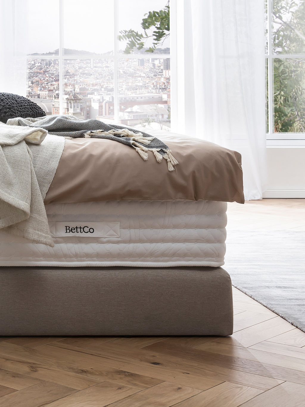 Webstoff Boxspringbett Nougat KANSAS