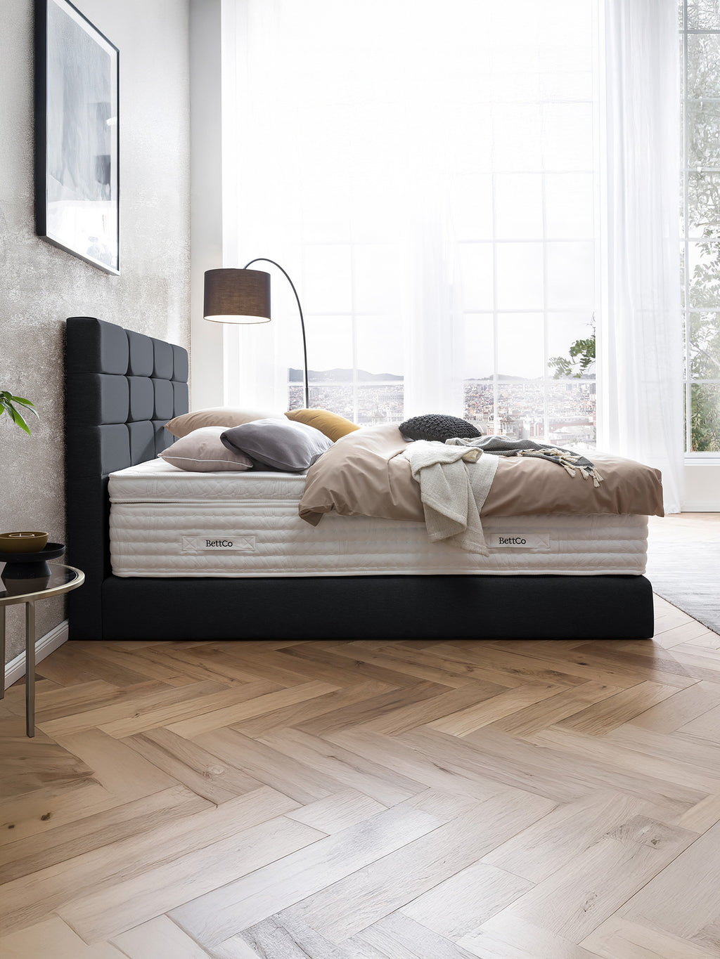 Webstoff Boxspringbett Schwarz KANSAS
