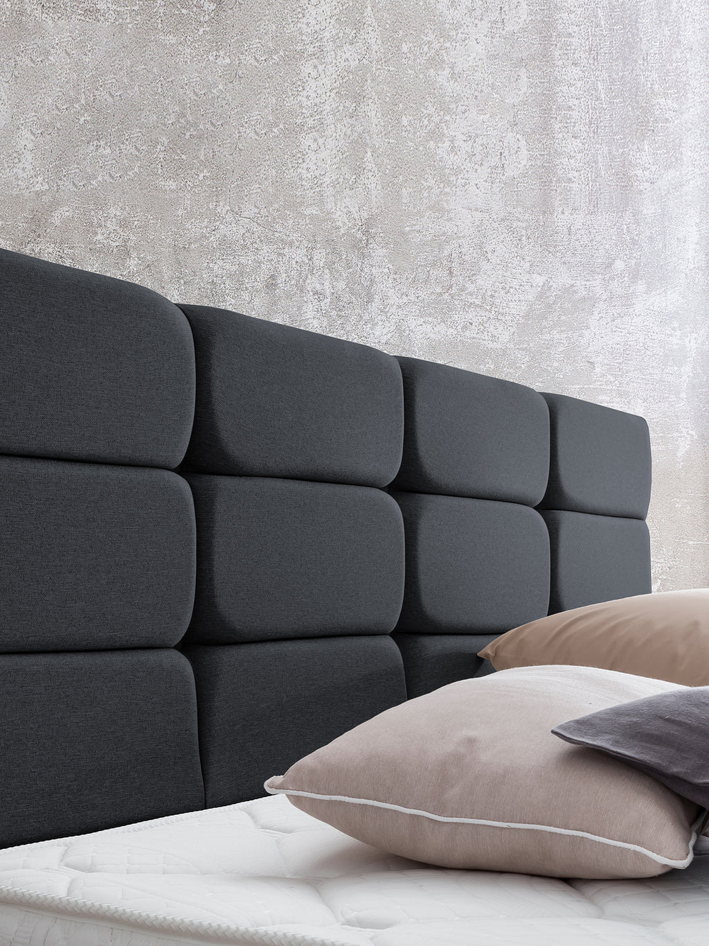 Webstoff Boxspringbett Schwarz KANSAS