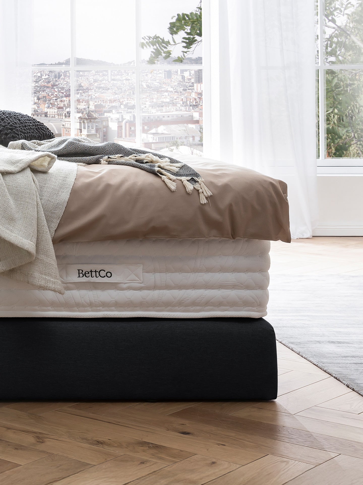 Webstoff Boxspringbett Schwarz KANSAS