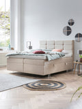 Samt Boxspringbett mit Stauraum Beige KANSAS