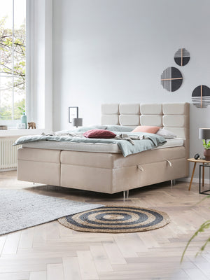 Samt Boxspringbett mit Stauraum Beige KANSAS