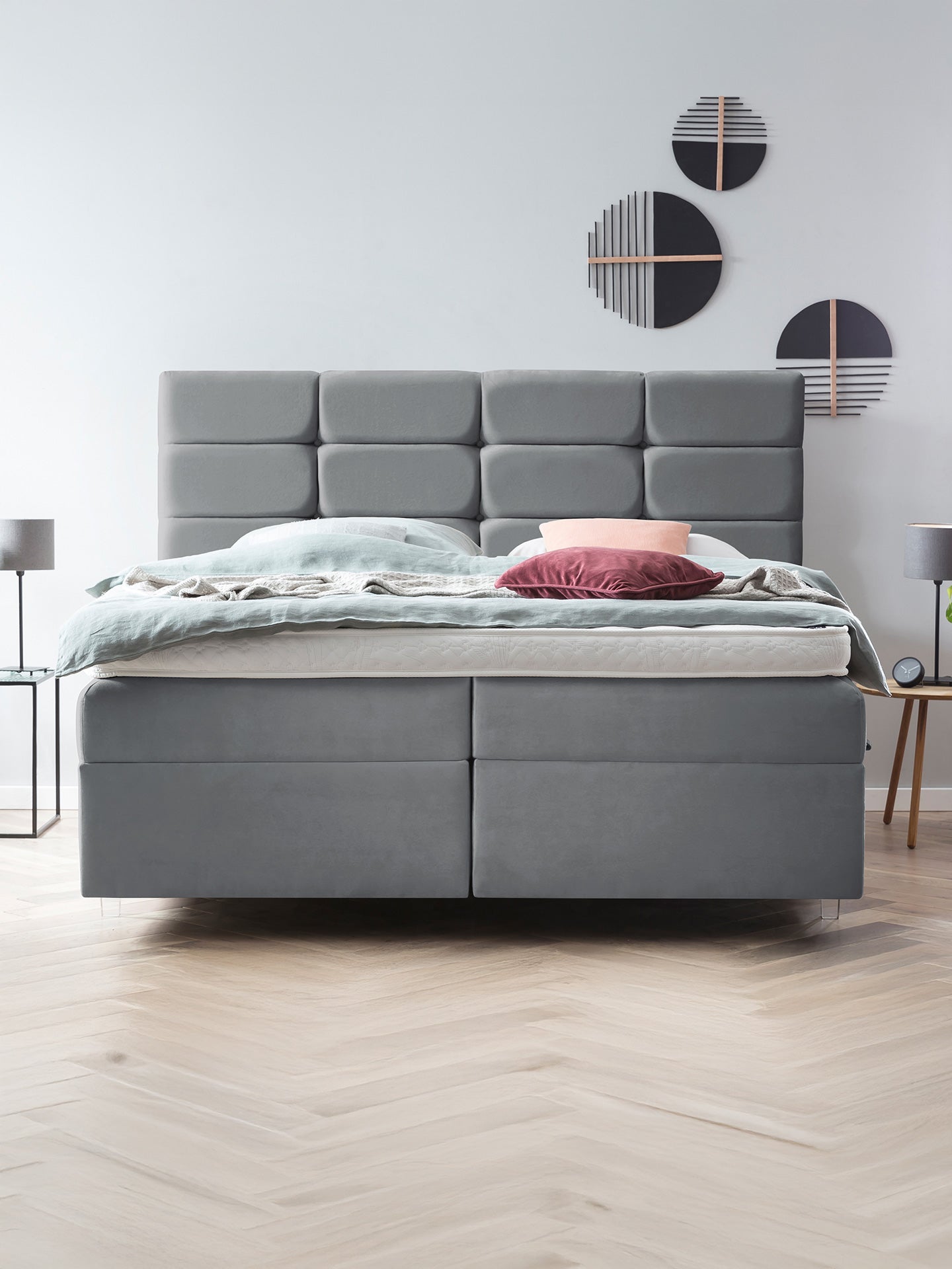 Samt Boxspringbett mit Stauraum Dunkelgrau KANSAS