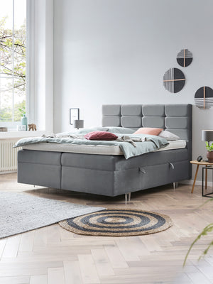 Samt Boxspringbett mit Stauraum Dunkelgrau KANSAS
