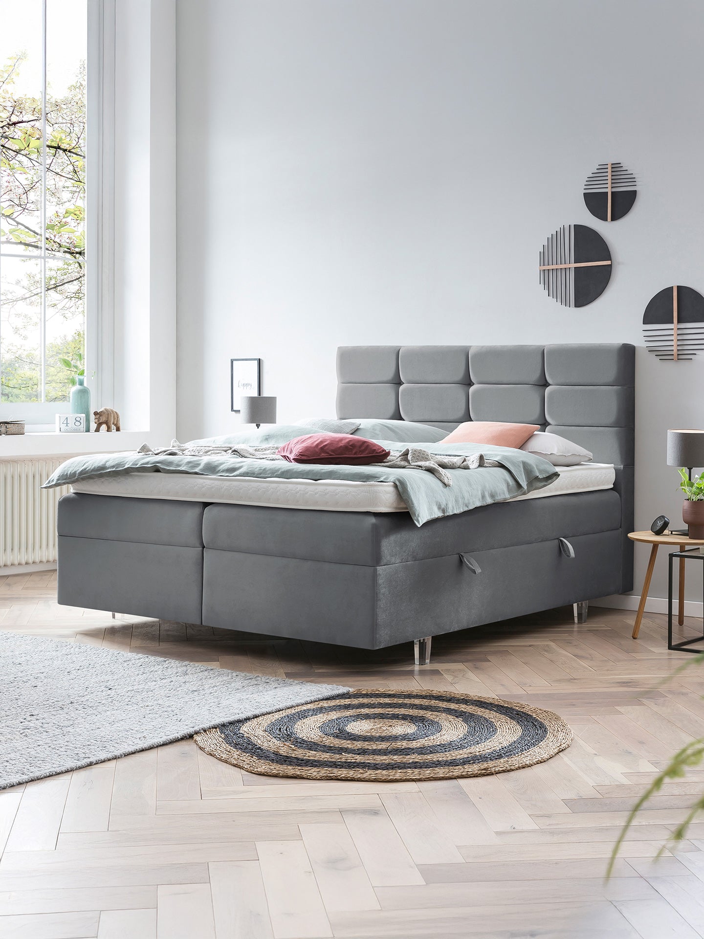Samt Boxspringbett mit Stauraum Dunkelgrau KANSAS