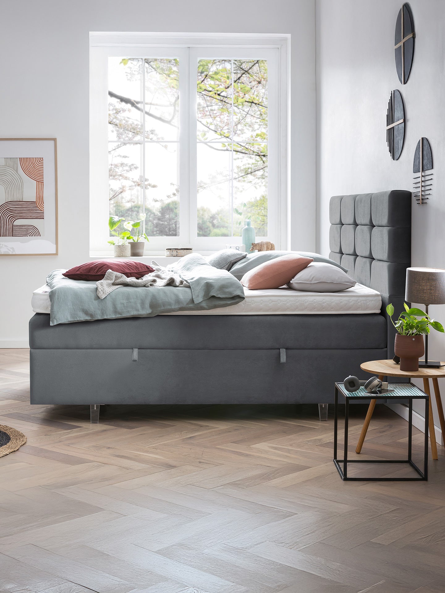 Samt Boxspringbett mit Stauraum Dunkelgrau KANSAS