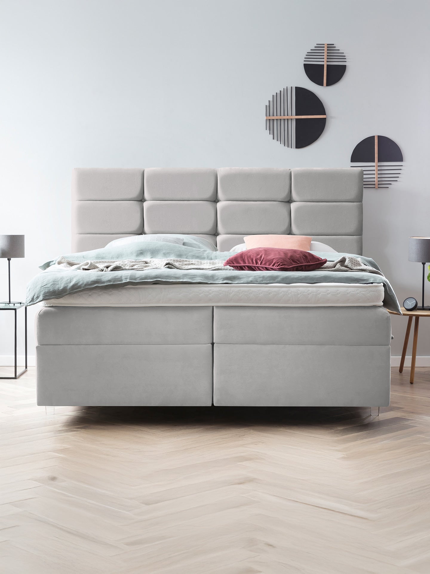 Samt Boxspringbett mit Stauraum Grau KANSAS
